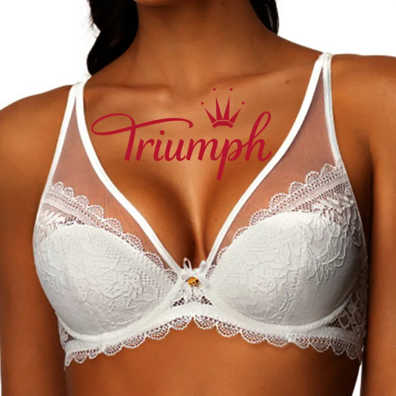Triumph® 4 kosi 💖 50 % popusta ✨ Nov model 2024 seksi čipkast push-up modrček z velikimi košaricami [65A-120H]